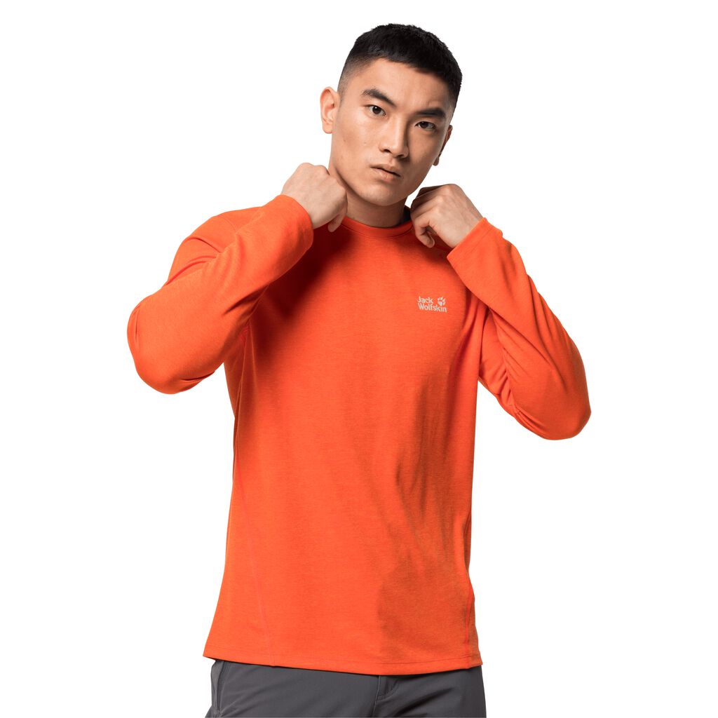 Jack Wolfskin SKY RANGE LONGSLEEVE Haut Homme Rouge - RYSLDXF-57